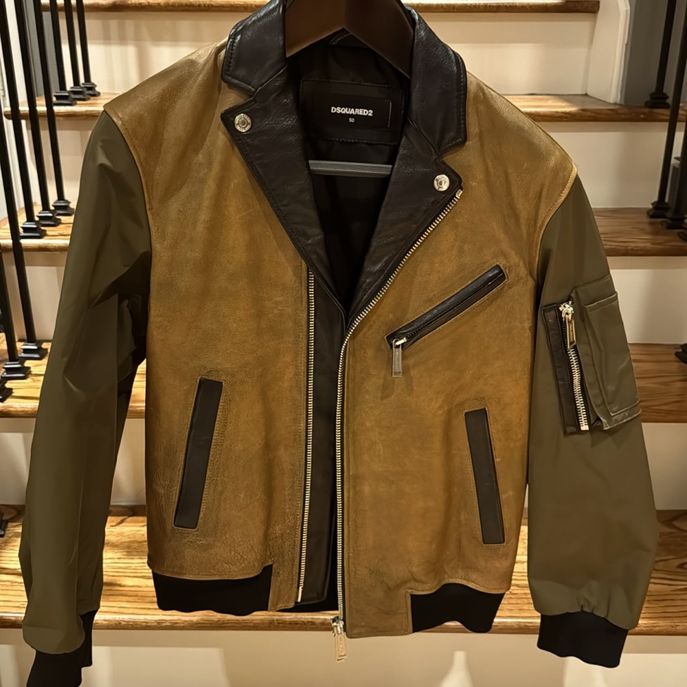 Leather and polyester jacket